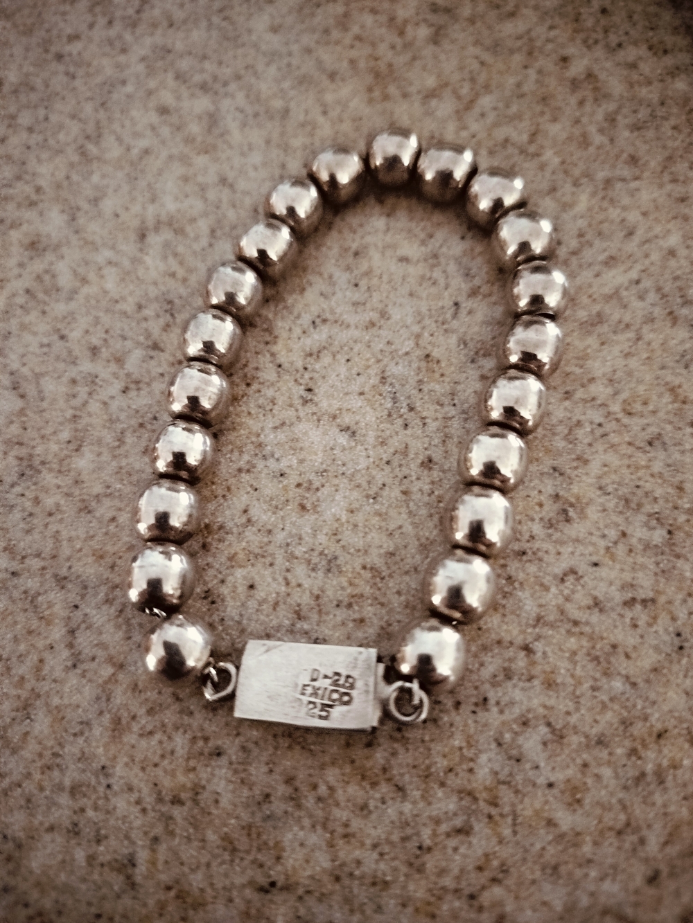21.63 Grams Sterling Silver Beaded Bracelet - Silver
